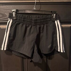 Adidas Black Athletic Shorts with Classic Stripes